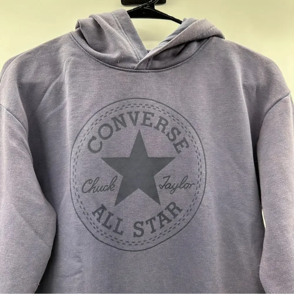 Converse Boy's Slate Purple Washed Long Sleeve Pullover Hoodie Sweatshirt Size L